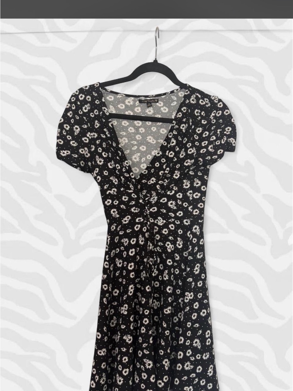 City Triangles Black Floral Tie-Front Midi Dress